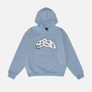 99Based Harajuku Star Printed Hoodie Sky Blue